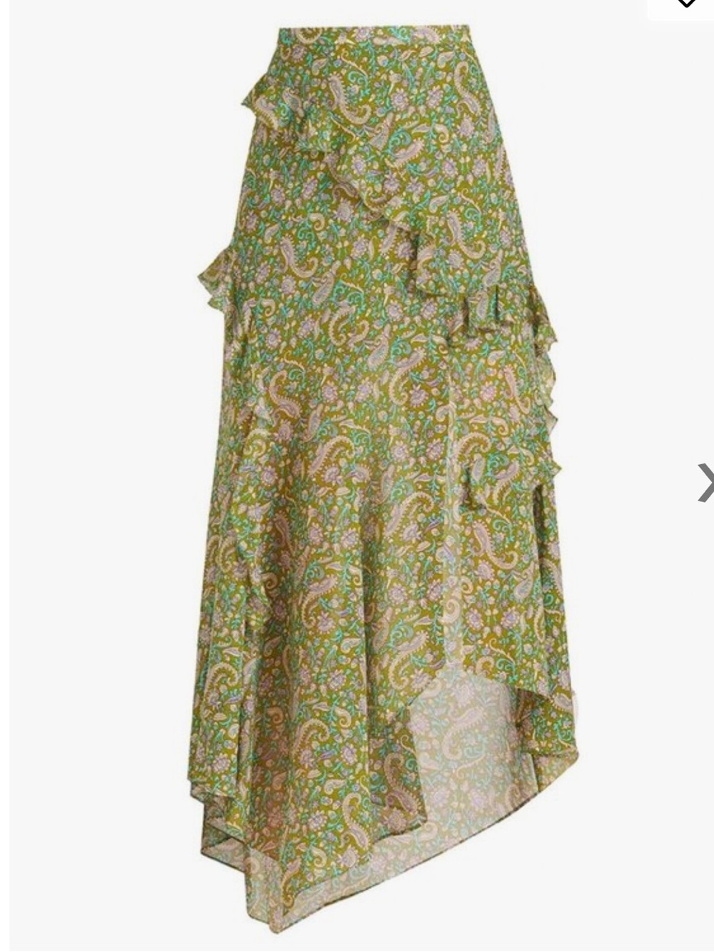 Veronica Beard Fern Paisley Eleonora Ruffle Midi Skirt